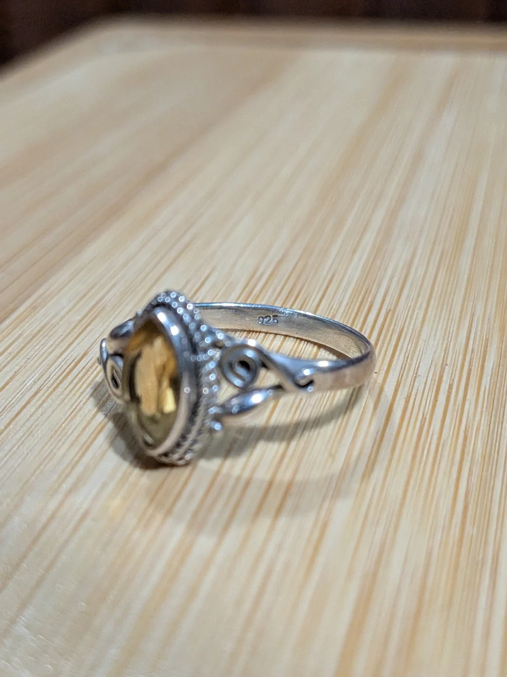 Sterling Silver Citrine Marquise Ring - Yellow Gemstone, Sterling Silver